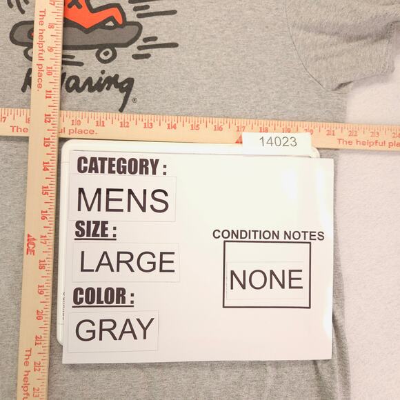 Keith Haring Graphic Short Sleeve Crew Neck T-Shirt Mens Size Large L Gray - Picture 7 of 9